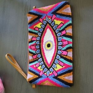 Le Pom Pom Multi Colored Large Evil Eye Wristlet
